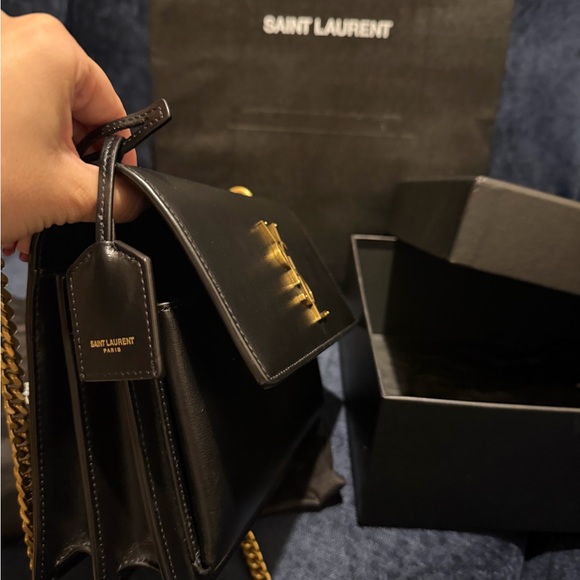 Saint Laurent Black and Gold Crossbody Bag - Picture 10 of 16